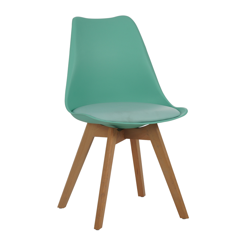 Chair Gaston pakoworld pp-pu in teal color with natural colored wooden leg 48.5x53.5x83cm Chair Gaston pakoworld pp-pu in teal color with natural colored wooden leg 48.5x53.5x83cm