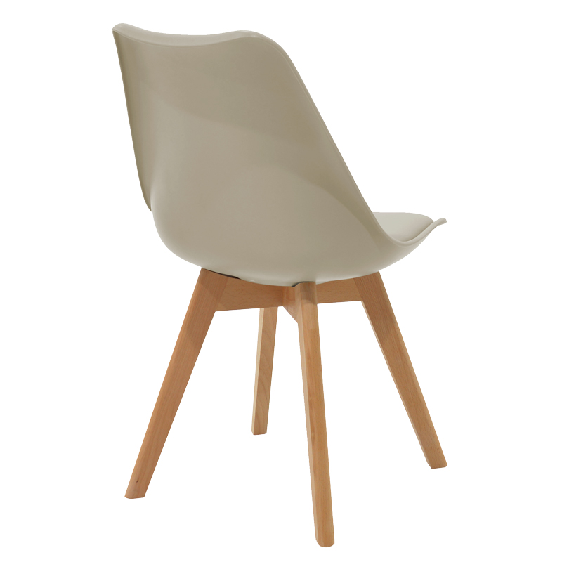 Chair Gaston pakoworld pp-pu in cappuccino color with natural colored wooden leg 48.5x53.5x83cm