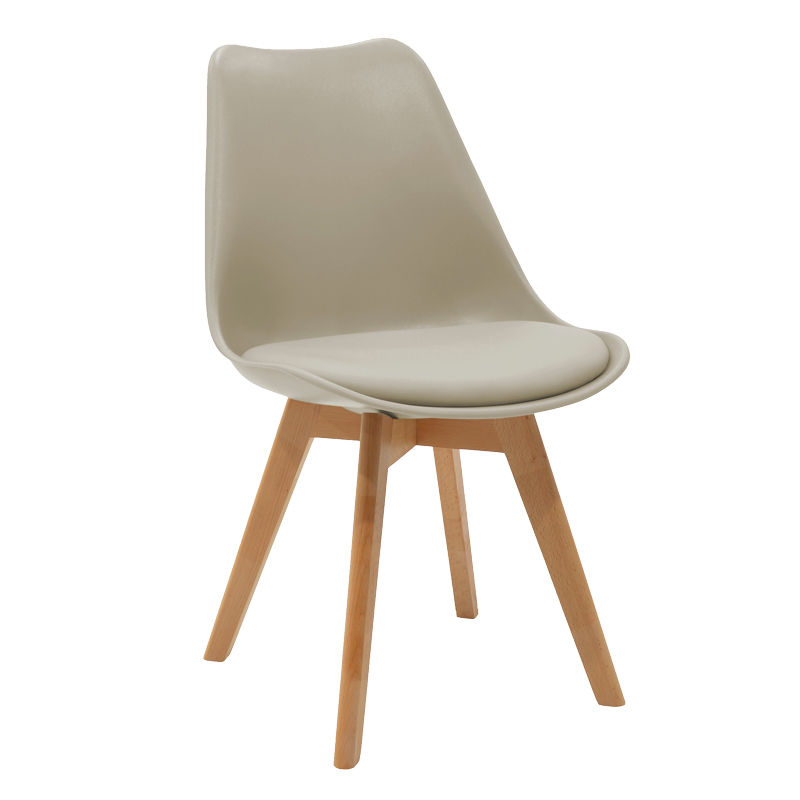 Chair Gaston pakoworld pp-pu in cappuccino color with natural colored wooden leg 48.5x53.5x83cm Chair Gaston pakoworld pp-pu in cappuccino color with natural colored wooden leg 48.5x53.5x83cm