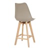 Gaston bar stool pakoworld pp-pu in cappuccino shade and wooden leg 49x56x112cm