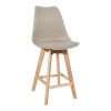 Gaston bar stool pakoworld pp-pu in cappuccino shade and wooden leg 49x56x112cm