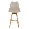 Gaston bar stool pakoworld pp-pu in cappuccino shade and wooden leg 49x56x112cm