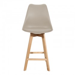 Σκαμπό μπαρ Gaston pakoworld pp-pu σε cappuccino απόχρωση και ξύλινο πόδι  48.5x56x104εκ