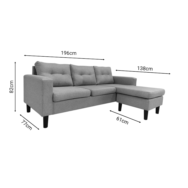 Reversible corner sofa Maneli pakoworld fabric grey-beige 196x138/77x82cm Reversible corner sofa Maneli pakoworld fabric grey-beige 196x138/77x82cm