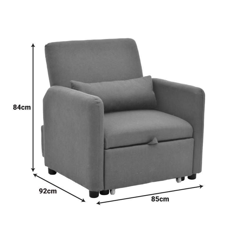 Πολυθρόνα-κρεβάτι Flexa pakoworld ύφασμα μαύρο 85x92x84εκ