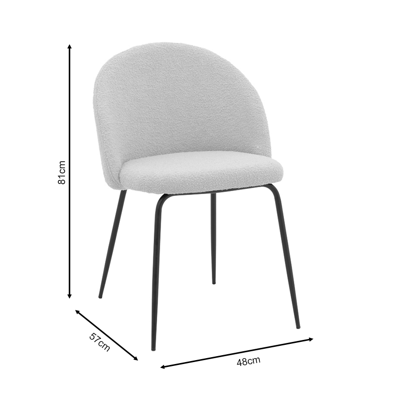 Chair Fersais pakoworld ivory teddy fabric-black metal 48x57x81cm Chair Fersais pakoworld ivory teddy fabric-black metal 48x57x81cm
