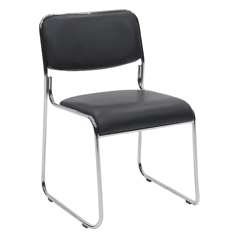 Guest stackable chair Randin pakoworld black pu-chrome leg 42x44x77cm Guest stackable chair Randin pakoworld black pu-chrome leg 42x44x77cm