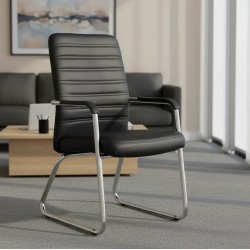Guest chair Sefine pakoworld black pu-chrome leg 53x45x97cm