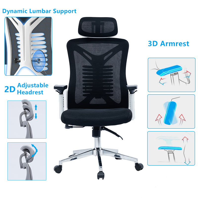 Office chair manager Andrew pakoworld mesh black-white Office chair manager Andrew pakoworld mesh black-white