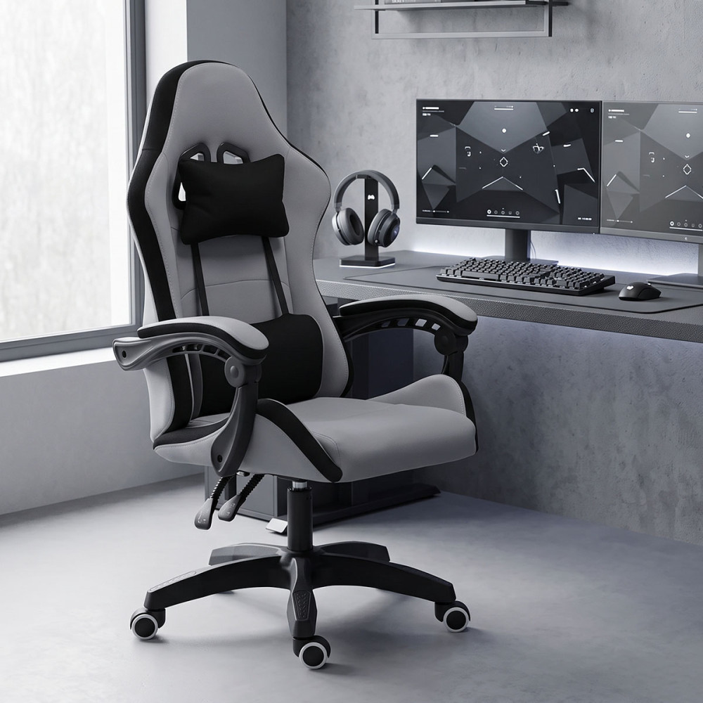 Gaming office chair Gline pakoworld black-gray fabric black pp 60x59x118cm