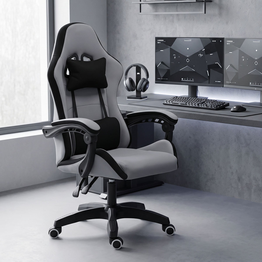 Gaming office chair Gline pakoworld black-gray fabric black pp 60x59x118cm