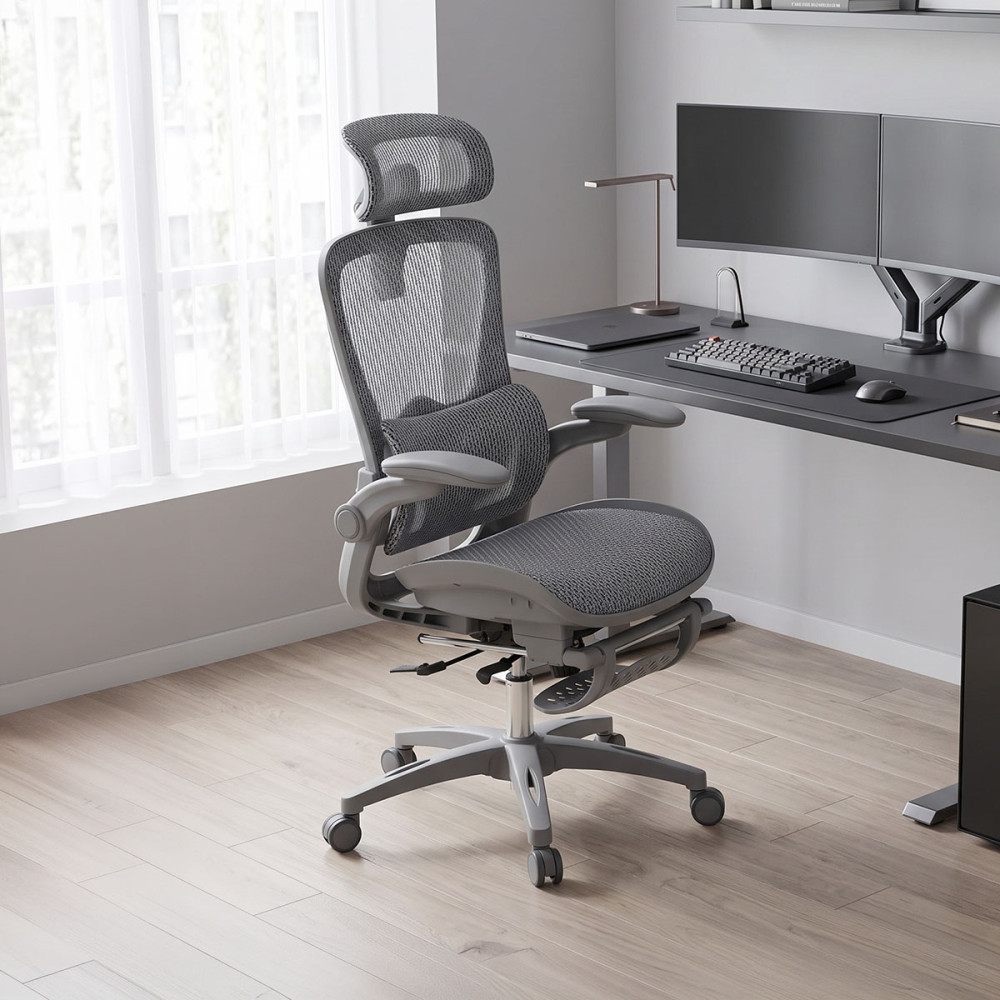 Work chair manager Zenyk pakoworld mesh in grey color 63x70x126cm