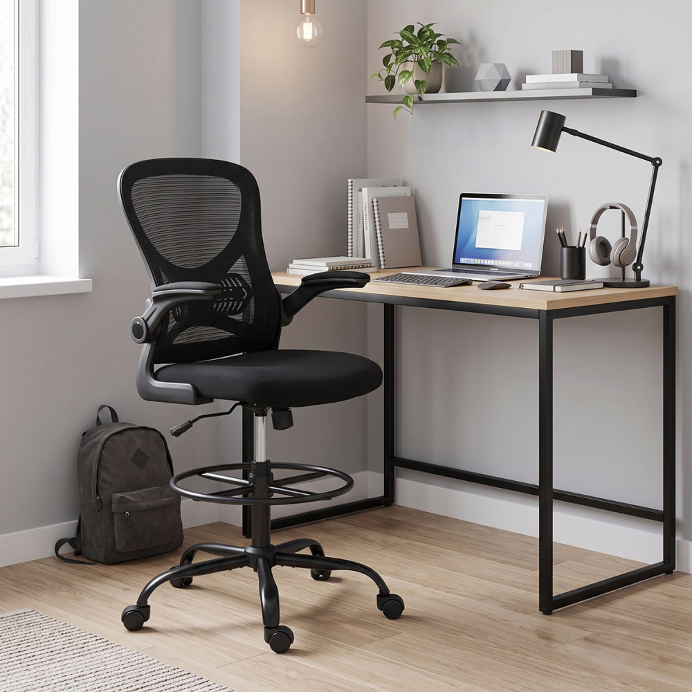 Work chair manager Derzio pakoworld mesh black fabric 62x53x131cm