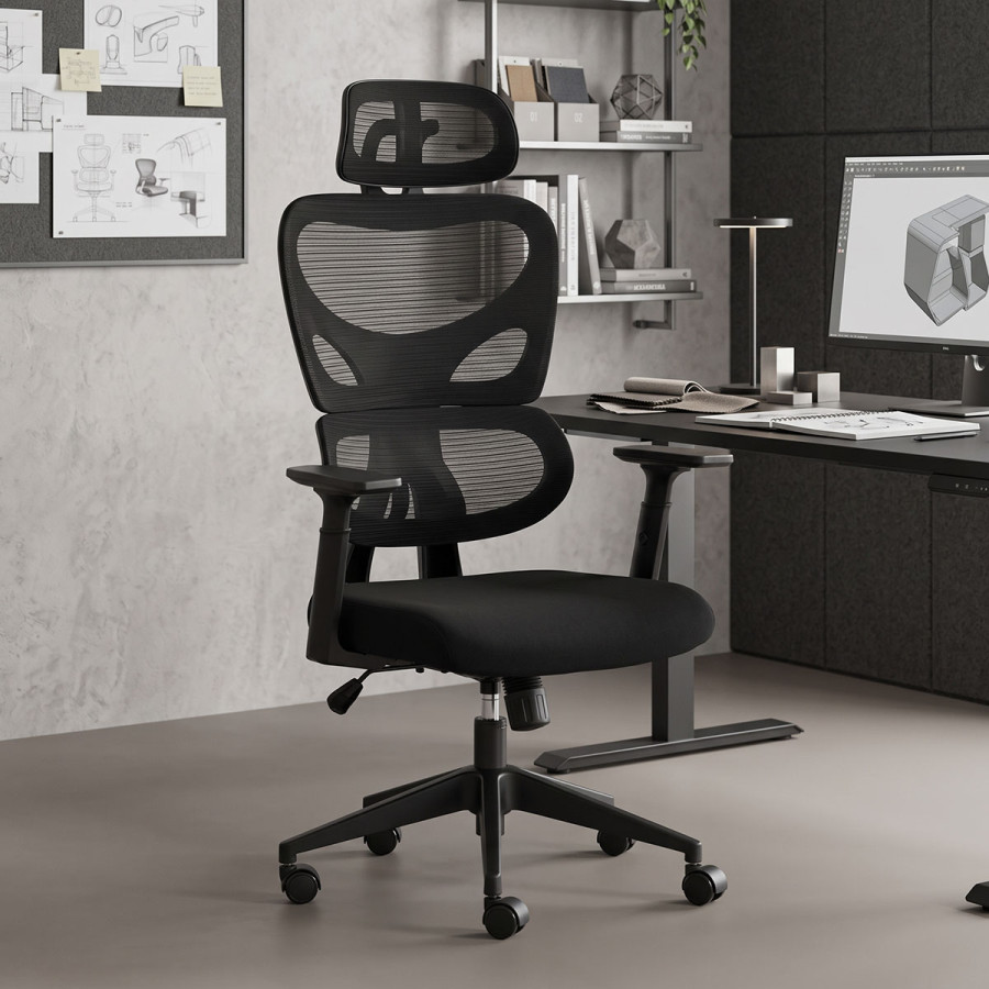 Καρέκλα γραφείου διευθυντή Cadrey pakoworld mesh μαύρο 67x64x120-128εκ