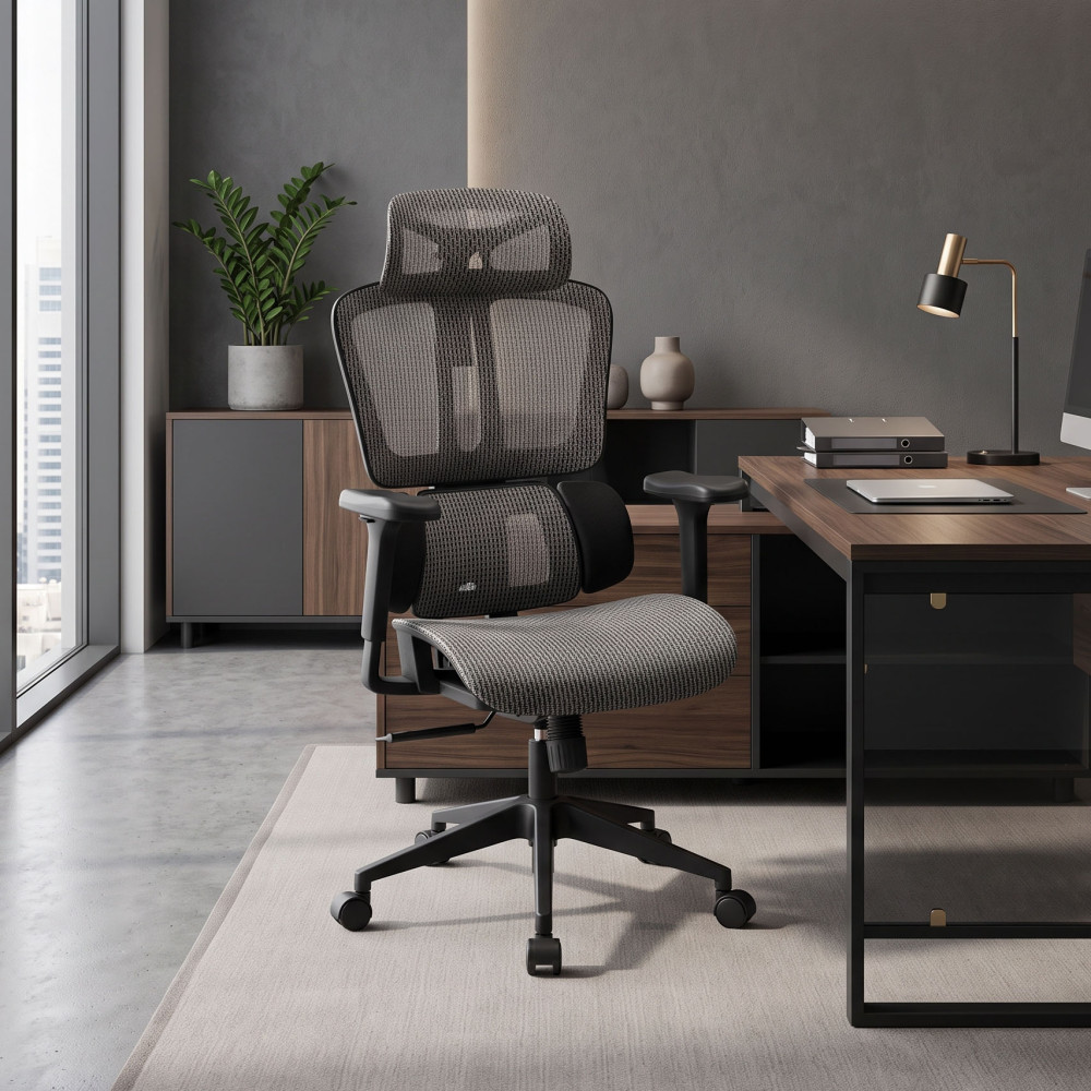 ErgoFlow office chair pakoworld black-gray 73x64x112-135cm