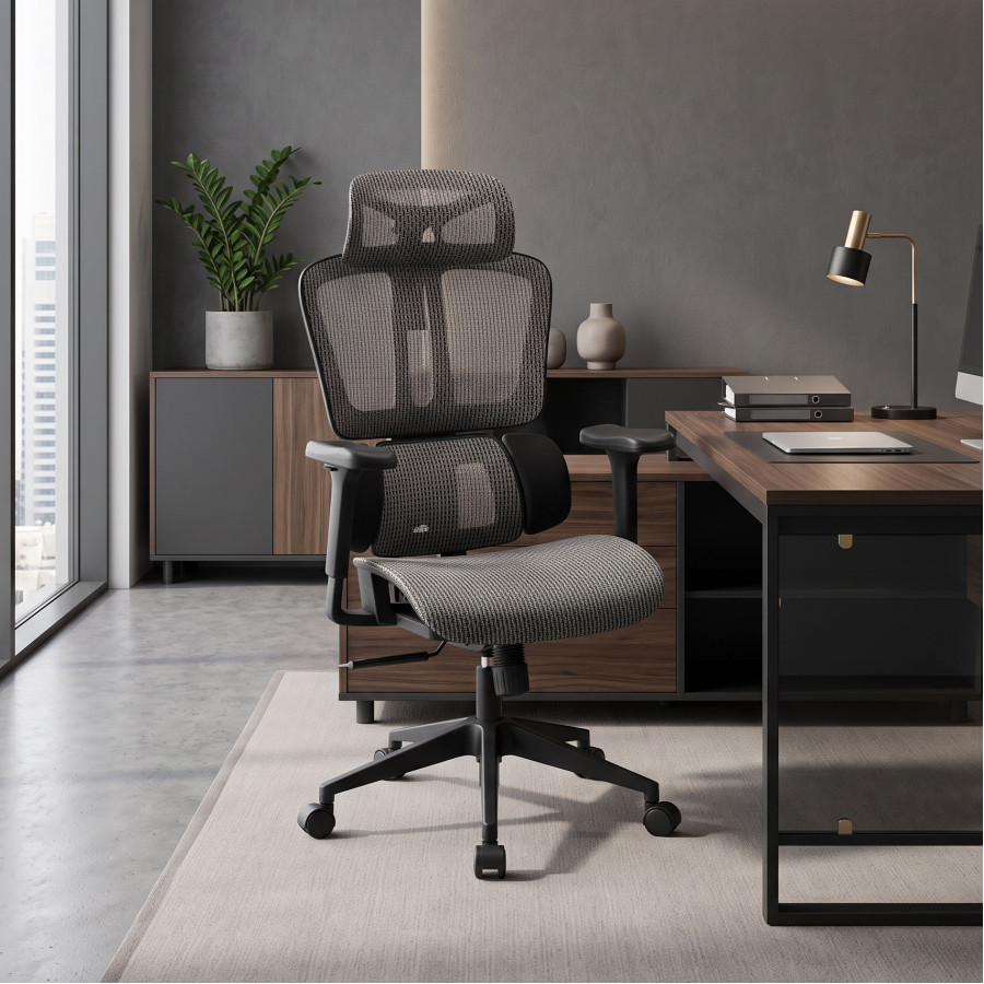 ErgoFlow office chair pakoworld black-gray 73x64x112-135cm