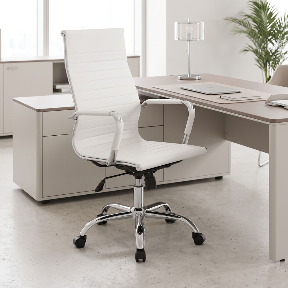 Manager office chair Valter pakoworld white pu 55.5x58x108cm