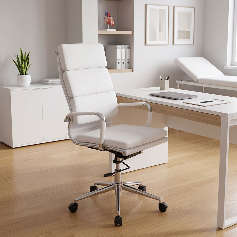 Manager office chair Tokyo pakoworld with white pu 55.5x52x108cm