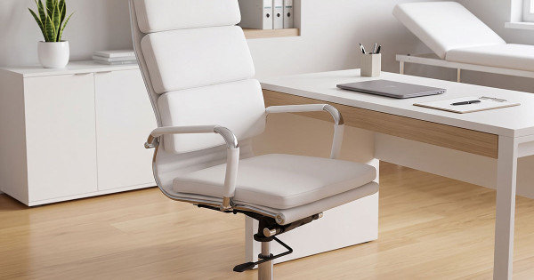 Manager office chair Tokyo pakoworld with white pu 55.5x52x108cm