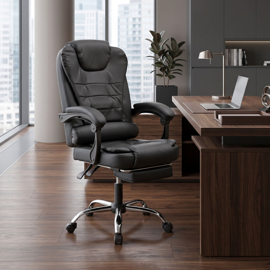 Director's office chair with footrest and massage mechanism Volter pakoworld pu black 62x70x110cm