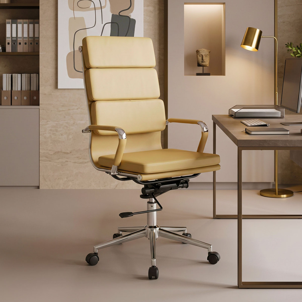 Καρέκλα γραφείου διευθυντή Tokyo pakoworld μπεζ pu 55.5x52x108εκ