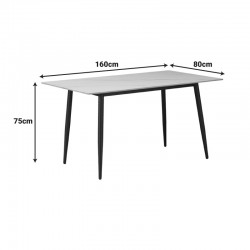 Dining table Gustas pakoworld white marble sintered stone-black metal 160x80x75cm Dining table Gustas pakoworld white marble sintered stone-black metal 160x80x75cm