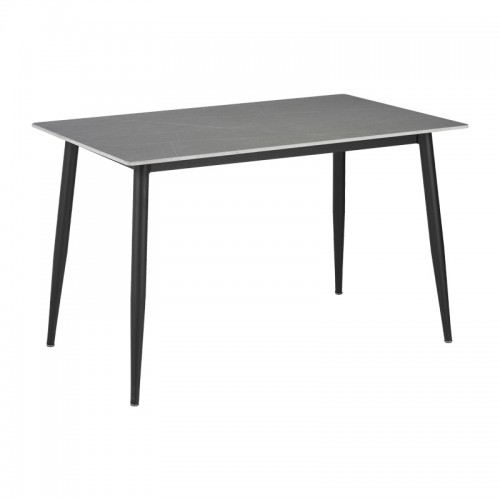 Τραπέζι Gustas pakoworld γκρι μαρμάρου sintered stone-μαύρο μέταλλο 160x90x75εκ