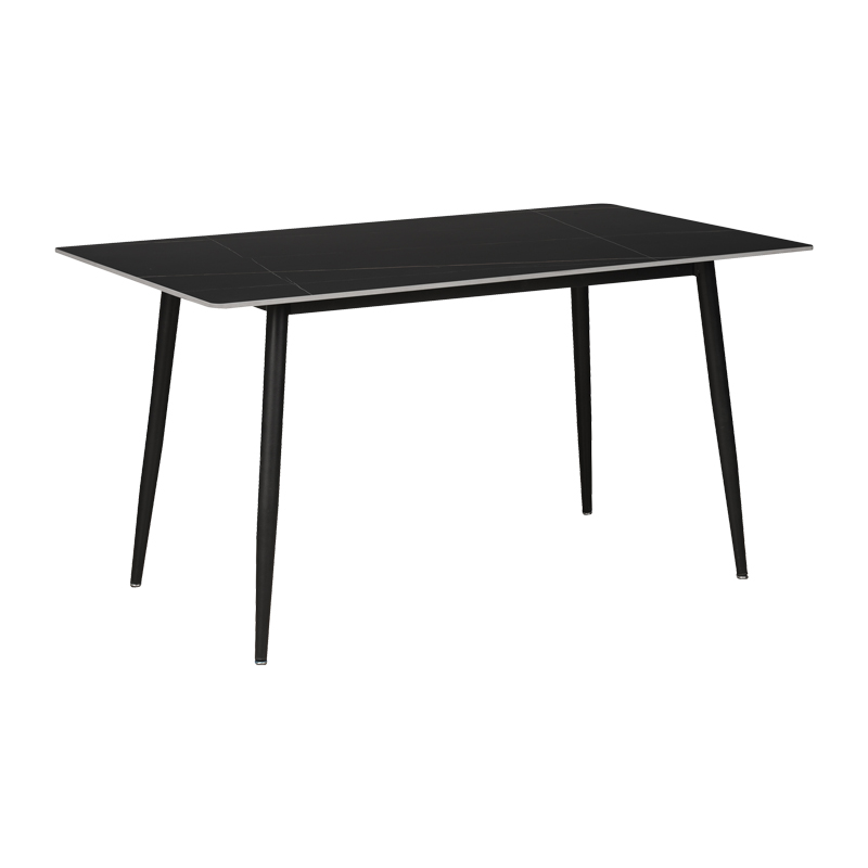 Τραπέζι Gustas pakoworld μαύρο μαρμάρου sintered stone -πόδι μαύρο μέταλλο 120x60x75εκ