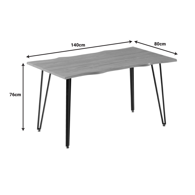 Dining table Izzac pakoworldwith MDF surface in sonoma - black metal legs 140x80x76 cm
