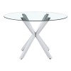Τραπέζι Tavula pakoworld Γυαλί- Μεταλλικά πόδια σε λευκή απόχρωση Φ120x75εκ