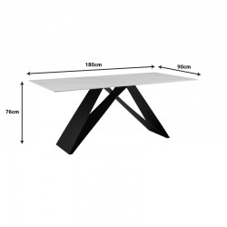 Kitchen table Meja pakoworld sintered white stone with black metal legs 180x90x76cm Kitchen table Meja pakoworld sintered white stone with black metal legs 180x90x76cm