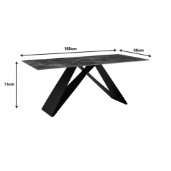 Kitchen table Meja pakoworld sintered black stone with black metal legs 180x90x76cm Kitchen table Meja pakoworld sintered black stone with black metal legs 180x90x76cm