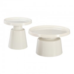 Coffee table Ginoze Inart 2 pieces set in white color metal Coffee table Ginoze Inart 2 pieces set in white color metal