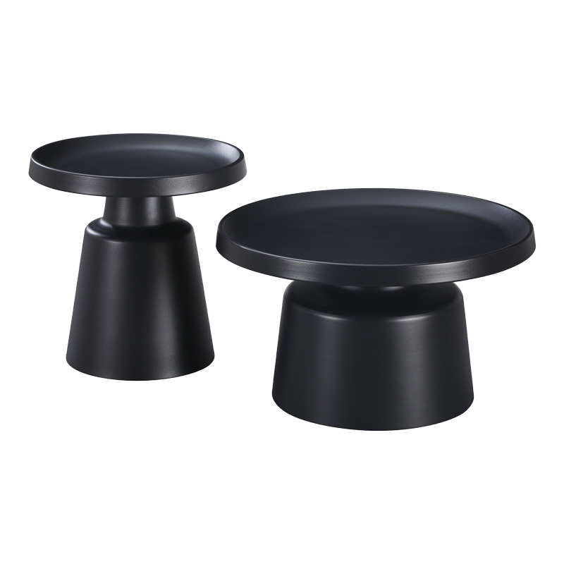 Coffee table Ginoze Inart 2 pieces set in black color metal