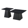Τραπέζια σαλονιού Square pakoworld σετ 2 τεμ μέταλλο-sintered stone σε μαύρο μαρμάρου