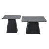 Τραπέζια σαλονιού Square pakoworld σετ 2 τεμ βάση μέταλλο σε μαύρη-sintered stone σε γκρι μαρμάρου