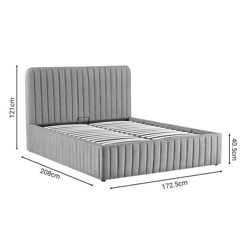 Double bed Zilin pakoworld charcoal fabric 160x200cm Double bed Zilin pakoworld charcoal fabric 160x200cm