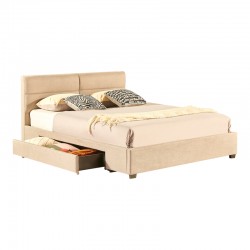 Anay pakoworld double bed with drawer beige fabric 160x200cm Anay pakoworld double bed with drawer beige fabric 160x200cm