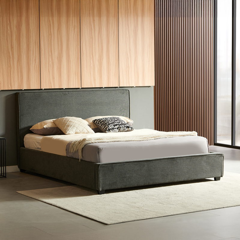 Double bed Bedkapakoworld dark grey fabric 160x200cm Double bed Bedkapakoworld dark grey fabric 160x200cm