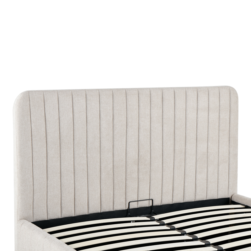 Κρεβάτι διπλό Zilin pakoworld ύφασμα μπεζ με αποθηκευτικό χώρο 160x200εκ