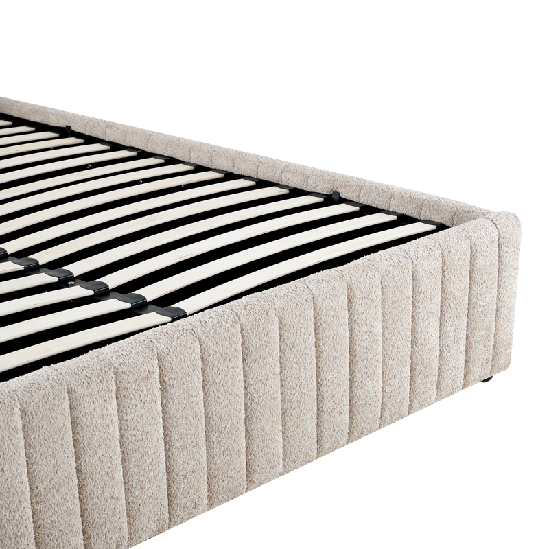 Κρεβάτι διπλό Zilin pakoworld ύφασμα μπουκλε μπεζ με αποθηκευτικό χώρο 160x200εκ