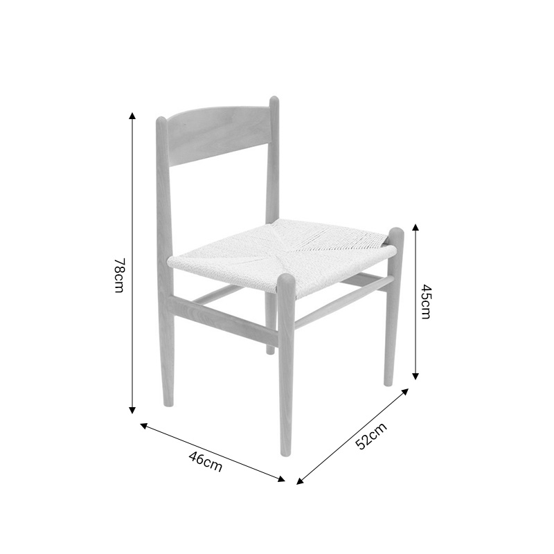 Καρέκλα Conan pakoworld φυσικό ξύλο oξιάς-έδρα φυσικό σχοινί 52x46x78εκ