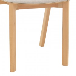 Καρέκλα Danas pakoworld φυσικό ξύλο οξιάς- εκρού μαξιλάρι 49x52x78εκ