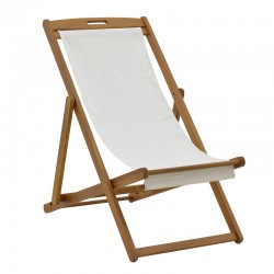 Chaise longue Franclow pakoworld acacia wood natural-cloth pvc white Chaise longue Franclow pakoworld acacia wood natural-cloth pvc white