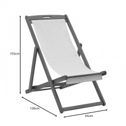 Chaise longue Franclow pakoworld acacia wood natural-cloth pvc white Chaise longue Franclow pakoworld acacia wood natural-cloth pvc white