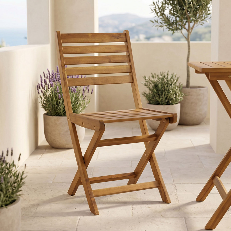 Fatel pakoworld folding chair acacia wood natural 40x53x82cm
