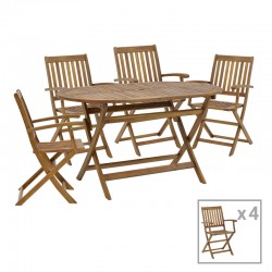 Joter-Falov pakoworld dining table set of 5 natural solid acacia wood 130x80x72cm Joter-Falov pakoworld dining table set of 5 natural solid acacia wood 130x80x72cm