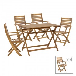 Gorbo-Jaybo pakoworld dining table set of 5 folding natural solid acacia wood 100x65x72cm Gorbo-Jaybo pakoworld dining table set of 5 folding natural solid acacia wood 100x65x72cm