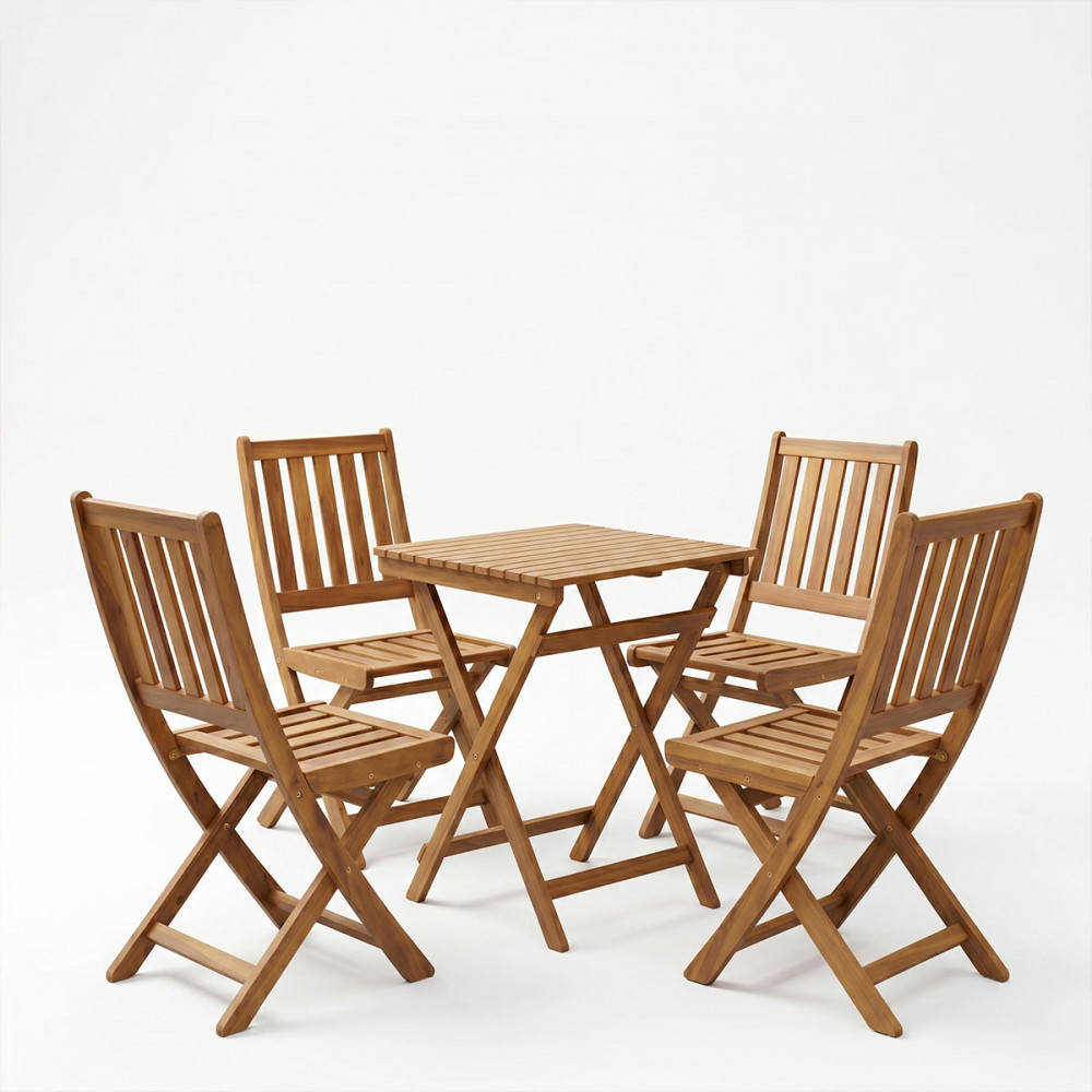 Elijie-Lazio pakoworld dining table set of 5 folding natural solid acacia wood 50x50x70cm