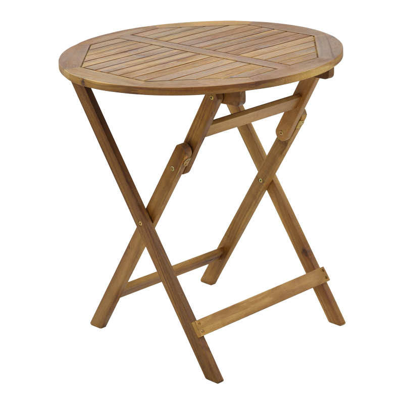 Dining table Gorpo-Carpuva pakoworld set of 3 folding natural solid acacia wood D70x74cm Dining table Gorpo-Carpuva pakoworld set of 3 folding natural solid acacia wood D70x74cm